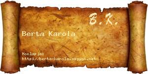 Berta Karola névjegykártya